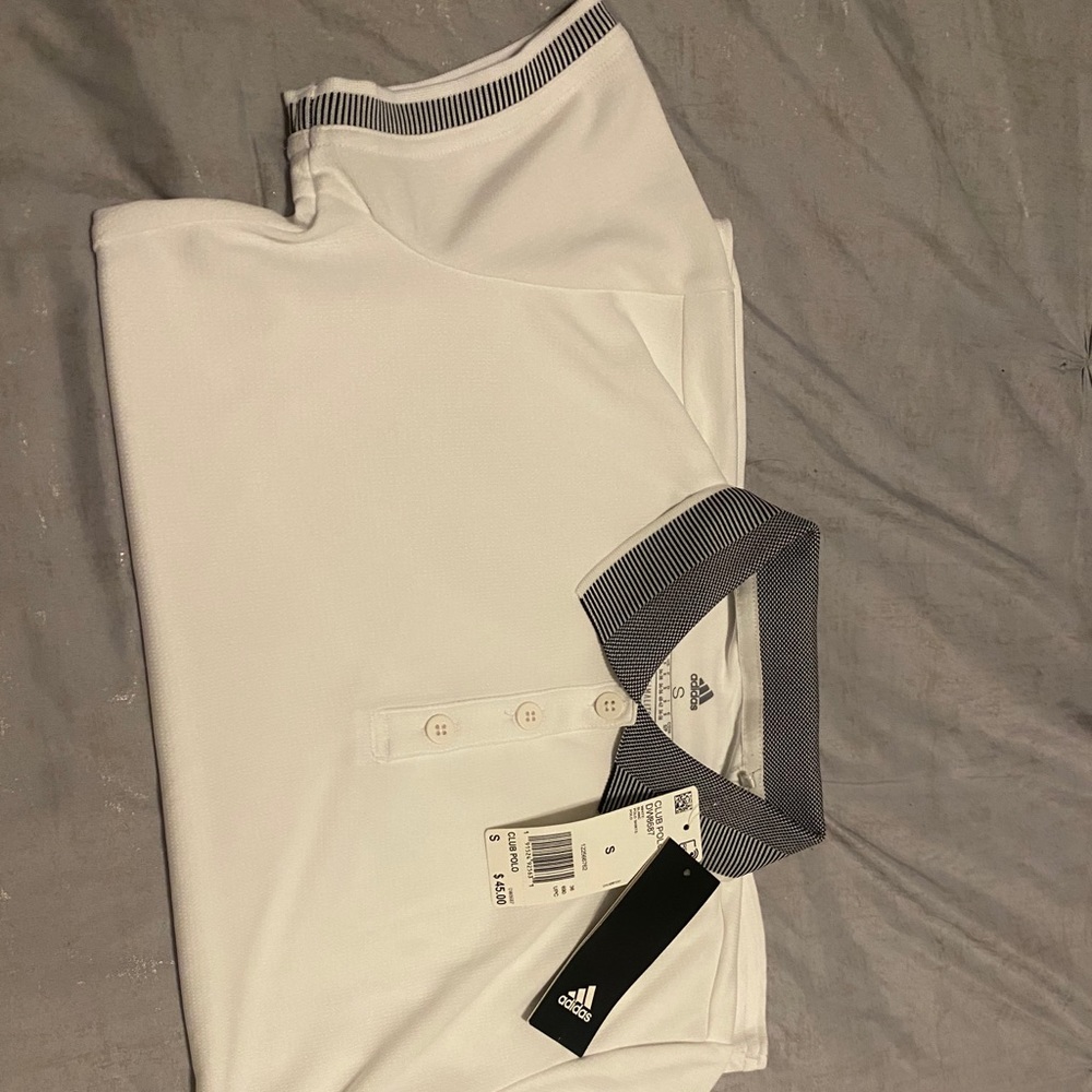 White adidas dri fit polo